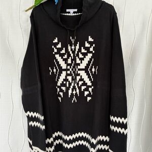 Talbots Black and White Turtleneck Sweater